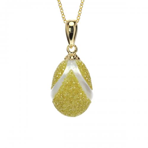 Galaxia Pearl Pendant with Lab-Grown Yellow Diamond Druzy