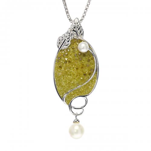Galaxia Pendant With Lab-Grown Yellow Diamond Druzy